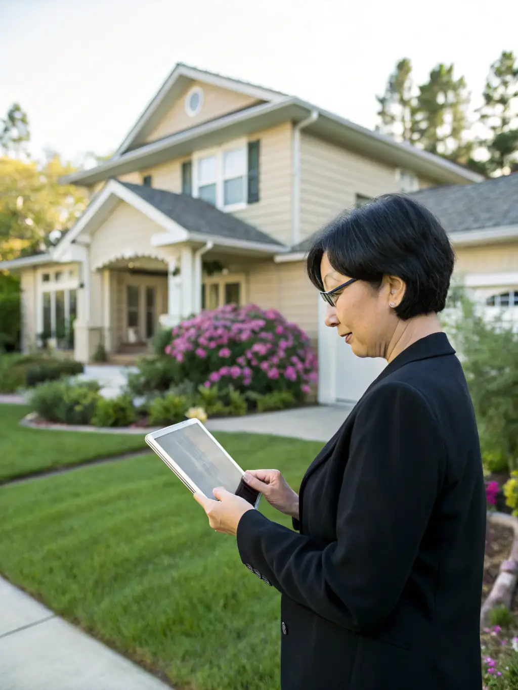 An image showing a CashHomeBuyers representative conducting a quick property assessment, highlighting the speed and efficiency of the evaluation.