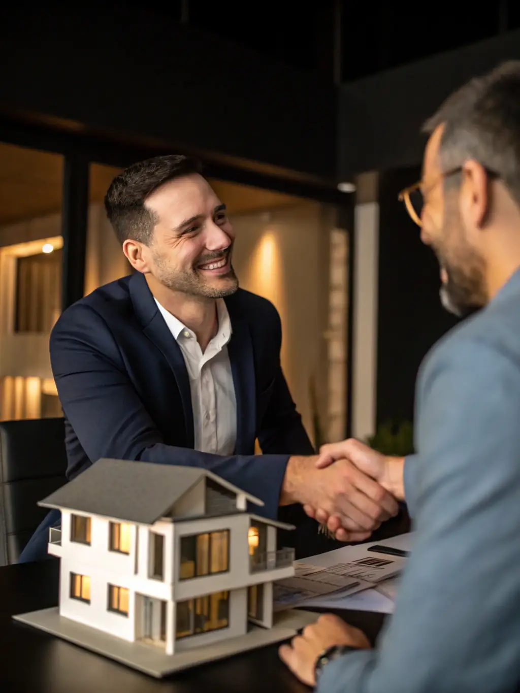 A photo of keys being exchanged, representing the final step of the process where the homeowner receives cash for their house.
