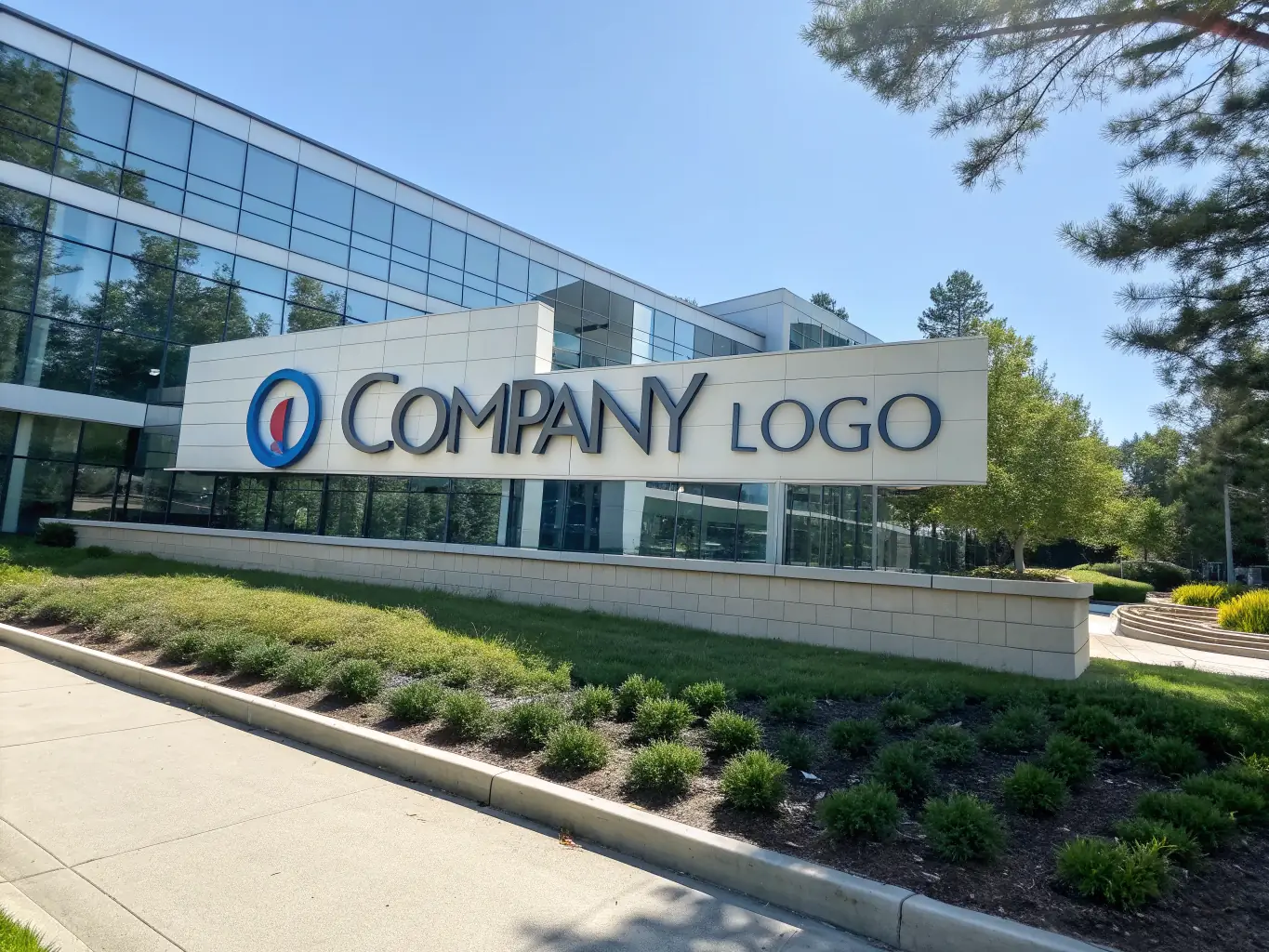 A high-angle shot of a well-maintained business building with a sign displaying the company's name, under a clear blue sky, representing the enduring legacy and physical presence of the business.